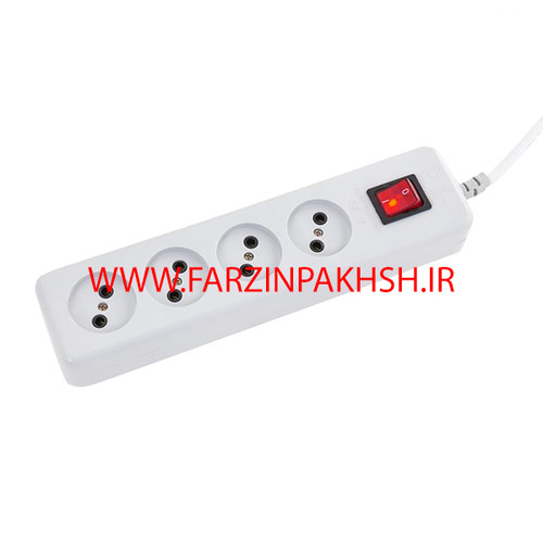 چند راهی برق چهار خانه بدون ارت با کلید و کابل 5 پارت الکتریک مدل نیک 309