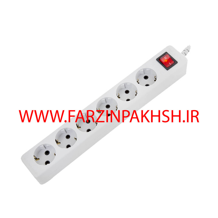 چند راهی برق شش خانه ارتدار با کلید و کابل 1/8 متری پارت الکتریک مدل نیک 986