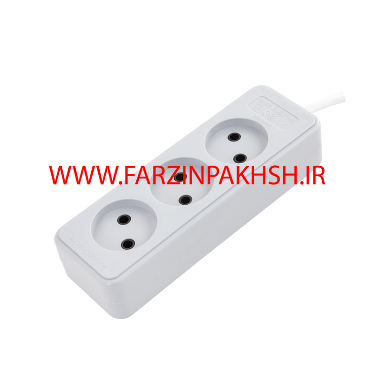 چند راهی برق سه خانه بدون ارت و بدون کلید با کابل 1/8 متری پارت الکتریک مدل شهاب 861