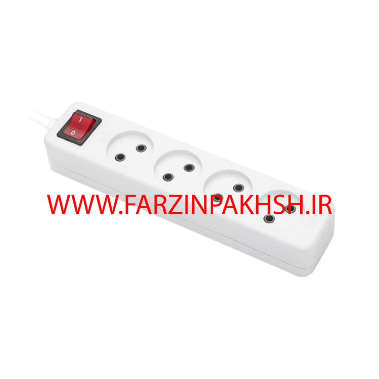 چند راهی برق چهار خانه بدون ارت با کلید و کابل 5 متری پارت الکتریک مدل شهاب 653