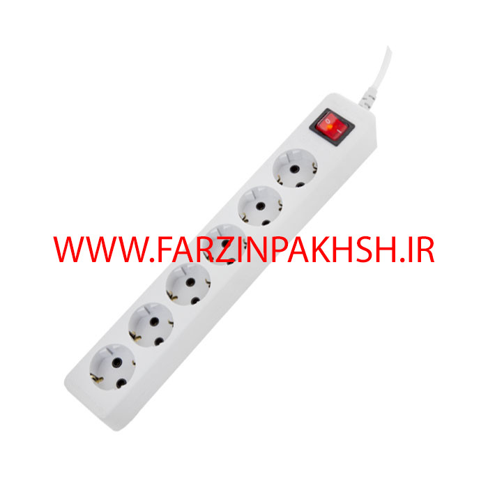 چند راهی برق شش خانه ارتدار با کلید و کابل 1/8 پارت الکتریک مدل شهاب 657