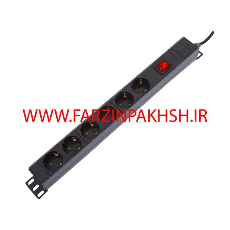 چند راهی برق هشت خانه چراغ دار با کابل 1/8 متری پارت الکتریک مدل رک مونت پارسا 2252