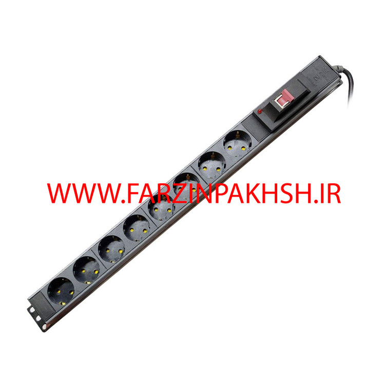 چند راهی برق هشت خانه با فیوز مینیاتوری و کابل 1/8 متری پارت الکتریک مدل رک مونت پارسا 2266