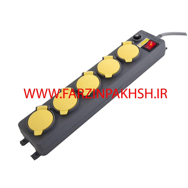 چند راهی 5 خانه فیوزدار دربدار با کابل 5 متری پارت الکتریک مدل صنعتی 587