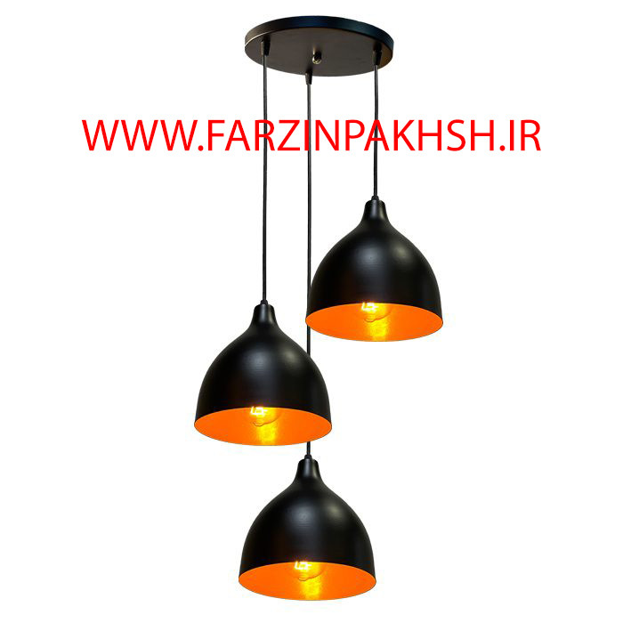 لوستر آویز مشکی مدل کاسه ای سه تکه Z_14