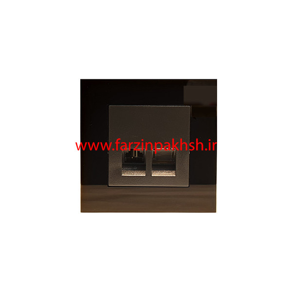 پریز تلفن تک سوکت دو خط توکار دلند مدل آسا پلکسی مشکی