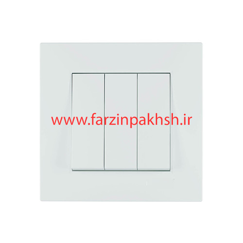 کلید سه پل توکار دلند مدل آسا پلکسی سفید