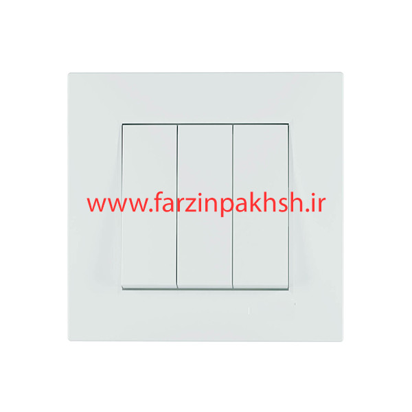 کلید سه پل توکار دلند مدل آسا پلکسی سفید