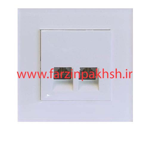 پریز سوکت تلفن دوقلو (4خط) توکار دلند مدل آسا پلکسی سفید