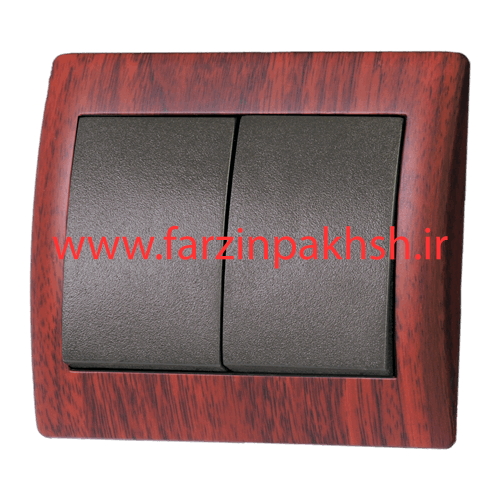 کلید دو پل توکار دلند مدل آریا چوب ماهاگونی