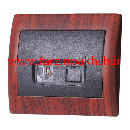 تک سوکت تلفن (دو خط) توکار دلند مدل آریا چوب ماهاگونی