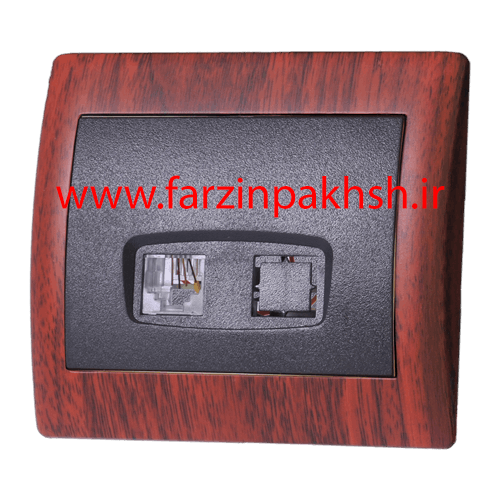 سوکت شبکه CAT6 توکار دلند مدل آریا چوب ماهاگونی