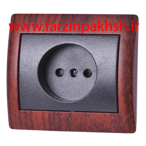 پریز ساده محافظ دار توکار دلند مدل آریا چوب ماهاگونی