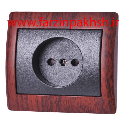 پریز ساده محافظ دار توکار دلند مدل آریا چوب ماهاگونی