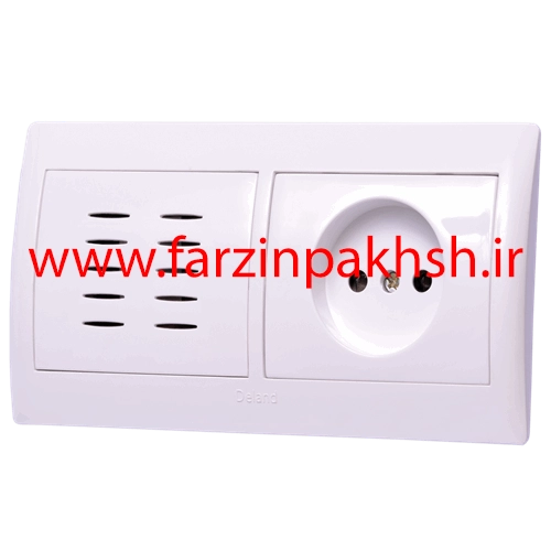 پریز قاب دوخانه توکار دلند مدل آریا سفید