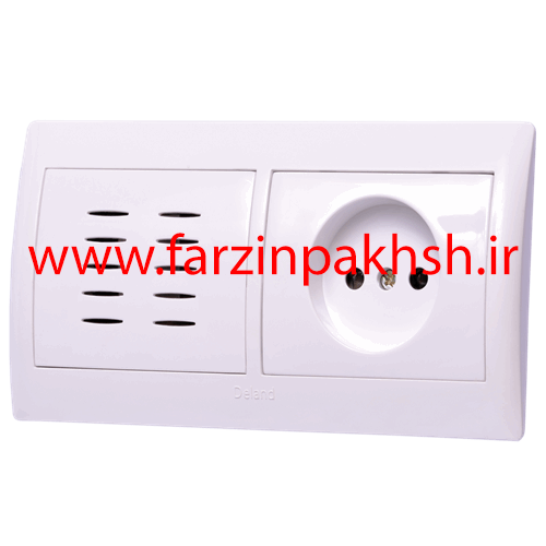 پریز قاب دوخانه توکار دلند مدل آریا سفید