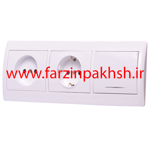 پریز قاب سه خانه توکار دلند مدل آریا سفید