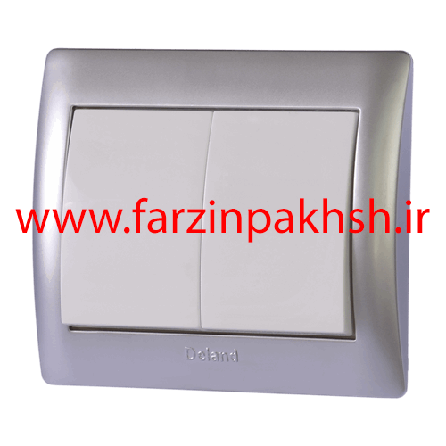 کلید دو پل توکار دلند مدل آریا با قاب رنگی