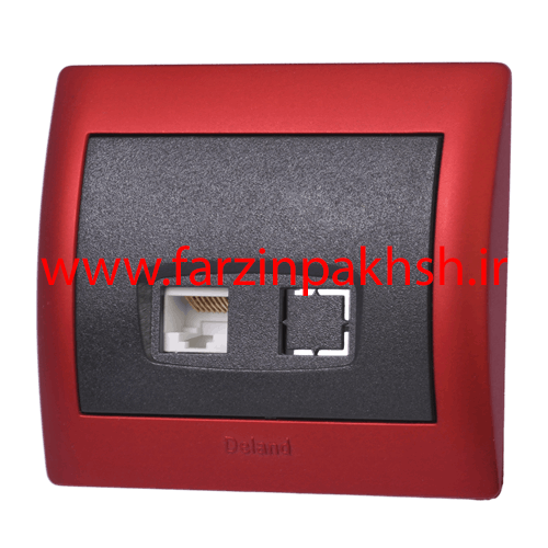 پریز تک سوکت تلفن دو خط توکار دلند مدل آریا با قاب رنگی