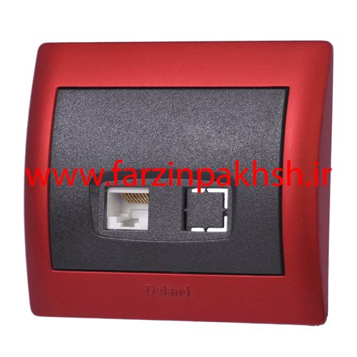 پریز سوکت شبکه CAT6 توکار دلند مدل آریا با قاب رنگی