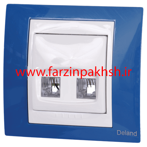 پریز سوکت تلفن دوقلو چهار خط دلند مدل سیلور رنگ آبی تیره