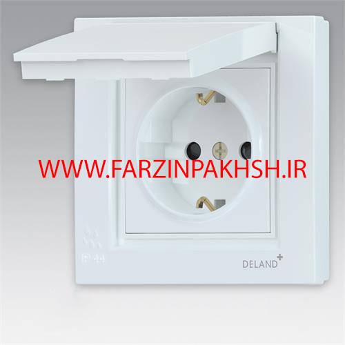 پریز برق ارت محافظ دار توکار دلند مدل سیلور بارانی