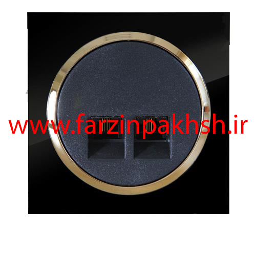 پریز سوکت تلفن دوقلو(4خط) توکار دلند مدل آوا پلکسی مشکی زه طلایی