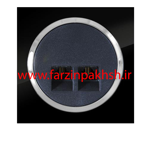 پریز سوکت تلفن دوقلو(4خط) توکار دلند مدل آوا پلکسی قاب مشکی