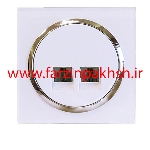 پریز سوکت تلفن دوقلو(4خط) توکار دلند مدل آوا پلکسی قاب سفید