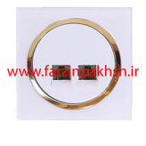 پریز سوکت تلفن دوقلو(4خط) توکار دلند مدل آوا پلکسی قاب سفید