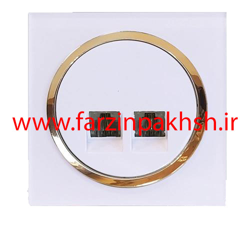 پریز سوکت تلفن دوقلو(4خط) توکار دلند مدل آوا پلکسی قاب سفید