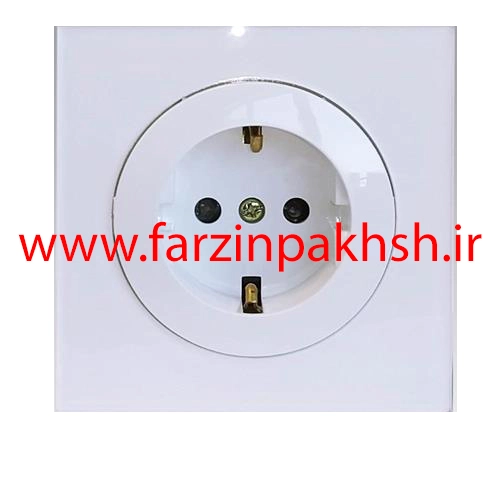 پریز برق ارت محافظ دار توکار دلند مدل آوا پلکسی قاب سفید