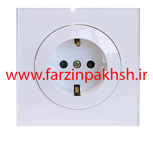 پریز برق ارت محافظ دار توکار دلند مدل آوا پلکسی قاب سفید