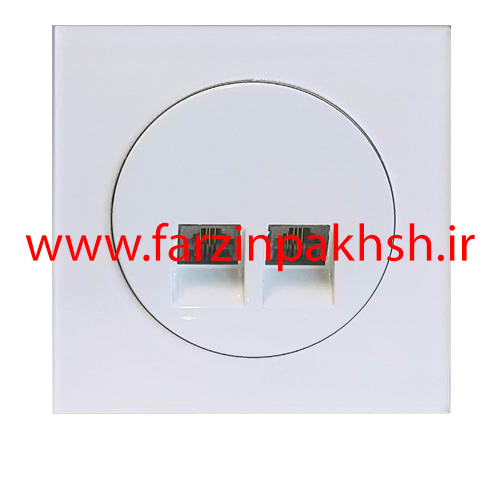 پریز سوکت تلفن دوقلو(4 خط) توکار دلند مدل آوا پلکسی قاب سفید