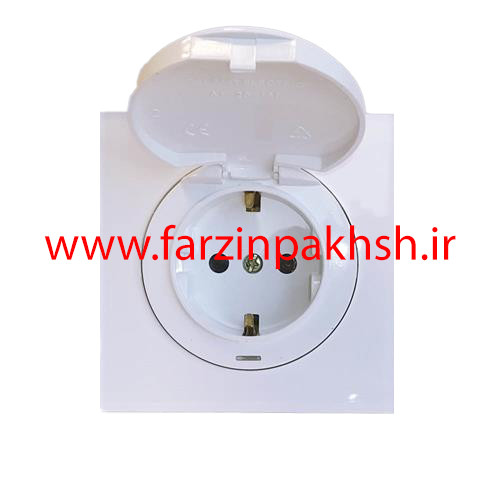 پریز ارت درب دار توکار دلند مدل آوا پلکسی قاب سفید