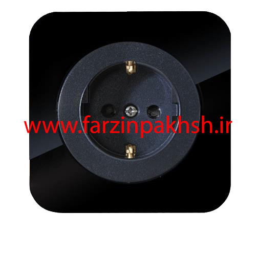 پریز برق ارت محافظ دار توکار دلند مدل آدا پلکسی قاب مشکی