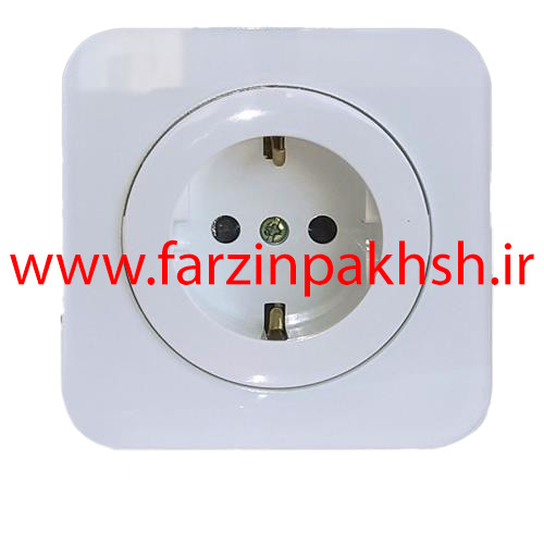 پریز برق ارت محافظ دار توکار دلند مدل آدا پلکسی قاب سفید