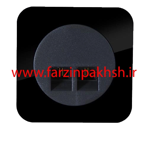 پریز تلفن سوکت دوقلو (4خط) توکار دلند مدل آدا پلکسی قاب مشکی