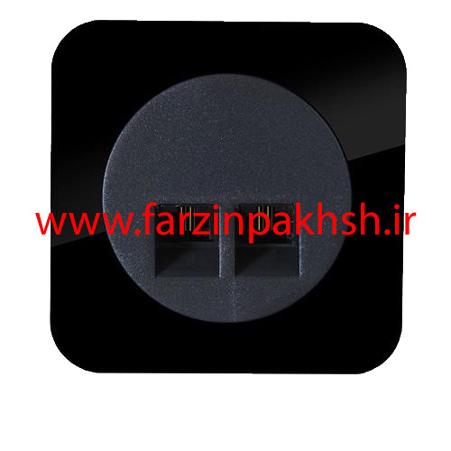 پریز تلفن سوکت دوقلو (4خط) توکار دلند مدل آدا پلکسی قاب مشکی