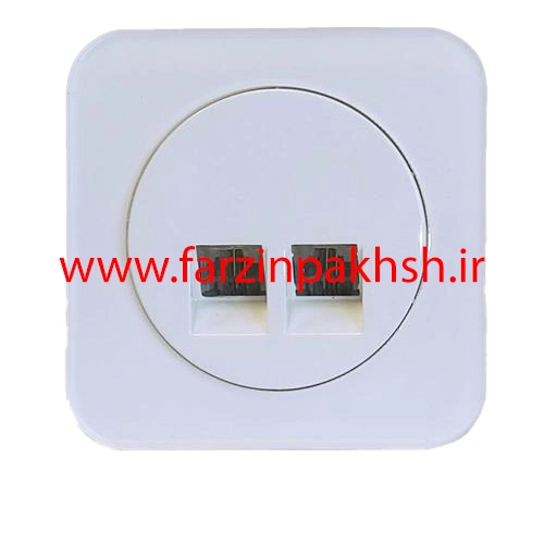 پریز تلفن سوکت دوقلو (4خط) توکار دلند مدل آدا پلکسی قاب سفید