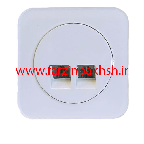 پریز تلفن سوکت دوقلو (4خط) توکار دلند مدل آدا پلکسی قاب سفید