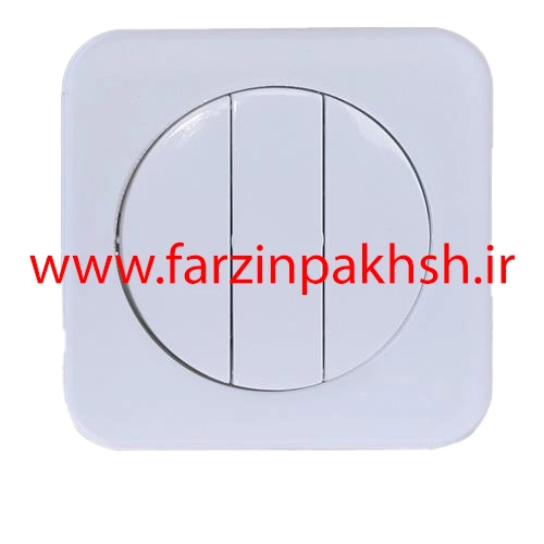 کلید سه پل توکار دلند مدل آدا پلکسی قاب سفید