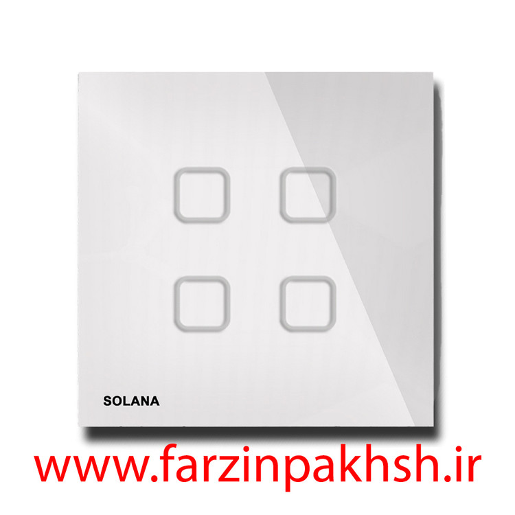 کلید چهار پل لمسی توکار سولانا مدل سفید