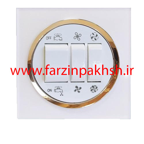 کلید و پریز توکار دلند مدل آوا پلکسی سفید زه طلایی