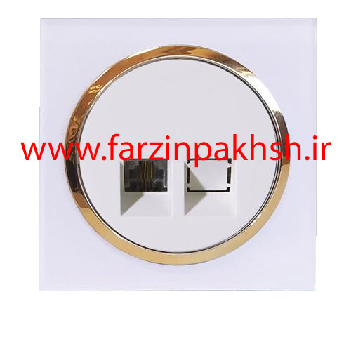 کلید و پریز توکار دلند مدل آوا پلکسی سفید زه طلایی