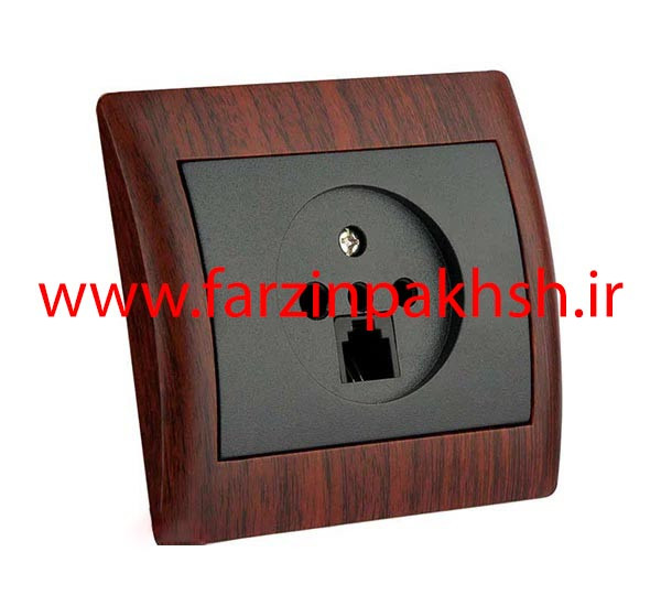 پریز سوکت تلفن دوکاره توکار دلند مدل آریا چوب ماها گونی