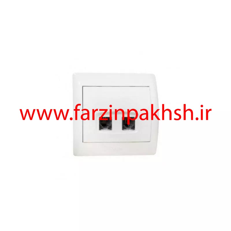 پریز سوکت تلفن دوقلو 4خط توکار دلند مدل آریا سفید