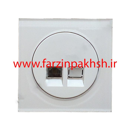 پریز سوکت شبکه CAT6 توکار دلند مدل آوا پلکسی قاب سفید