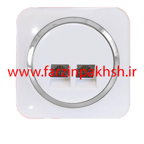 پریز سوکت شبکه CAT6 توکار دلند مدل آدا پلکسی سفید زه نقره ای