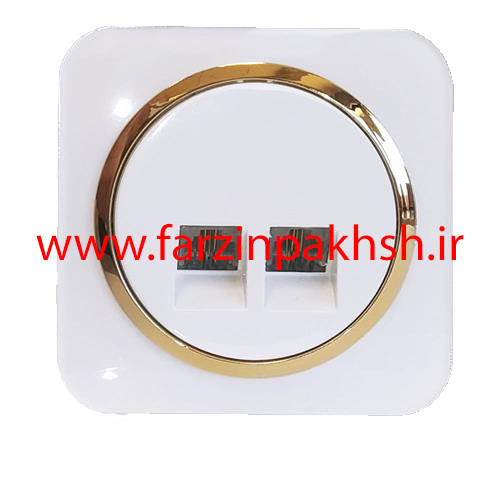 پریز سوکت شبکه CAT6 توکار دلند مدل آدا پلکسی سفید زه طلایی